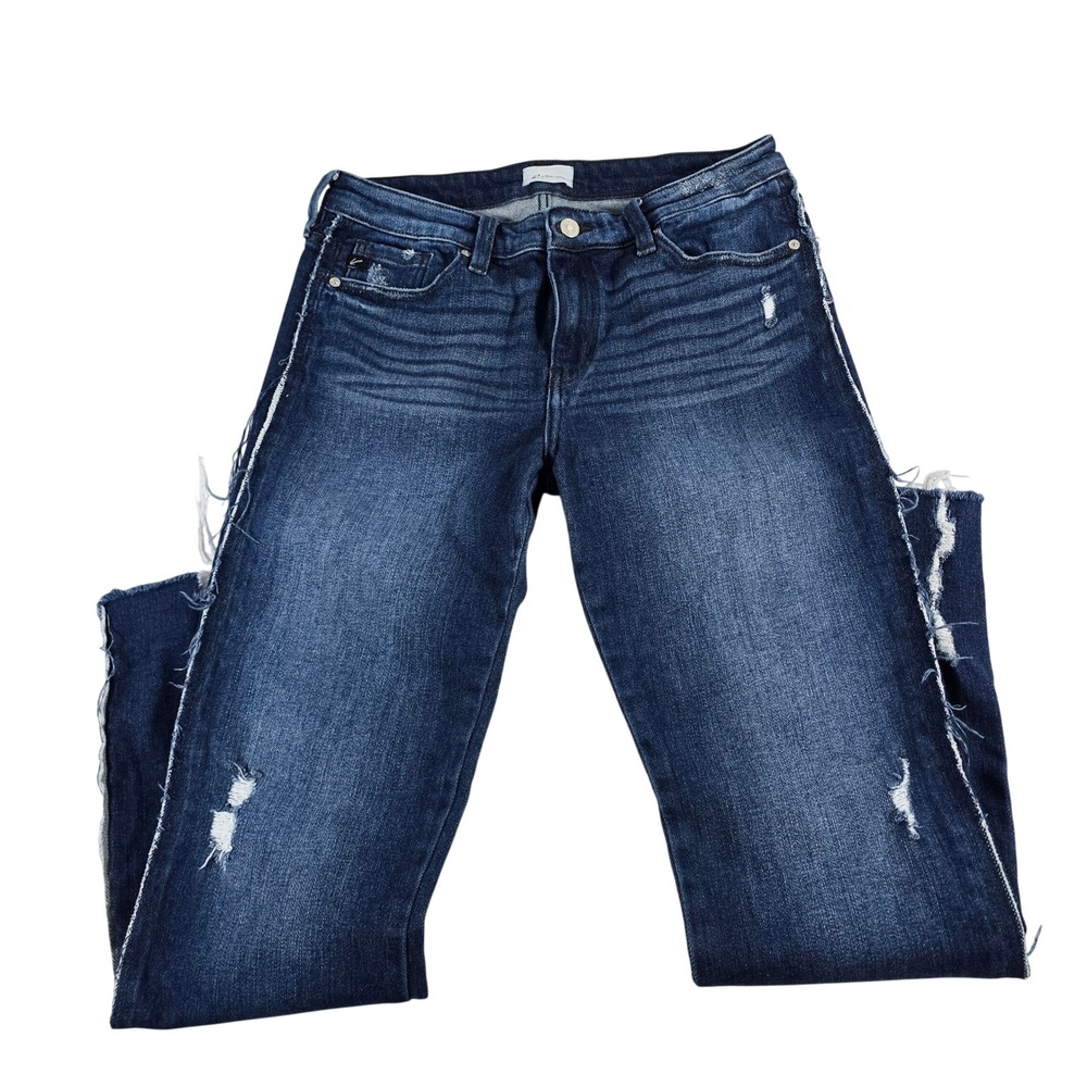 KanCan Womens Dark Wash Distressed Raw Hem Skinny Jeans KC9341D Size 9/28